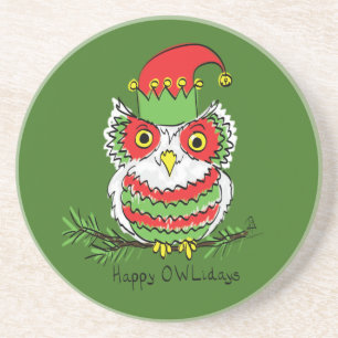 Owl Funny Christmas Niedlich Kids Getränkeuntersetzer