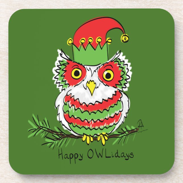 Owl Funny Christmas Niedlich Kids Getränkeuntersetzer (Vorderseite)
