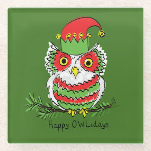 Owl Funny Christmas Niedlich Kids Glasuntersetzer