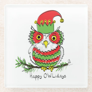 Owl Funny Christmas Niedlich Kids Glasuntersetzer