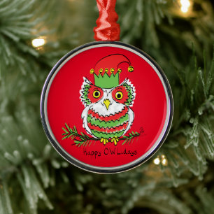 Owl Funny Christmas Niedlich Kids Ornament Aus Metall