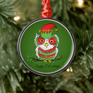 Owl Funny Christmas Niedlich Kids Ornament Aus Metall
