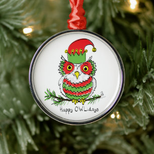 Owl Funny Christmas Niedlich Kids Ornament Aus Metall