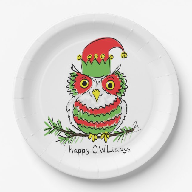 Owl Funny Christmas Niedlich Kids Pappteller (Vorderseite)