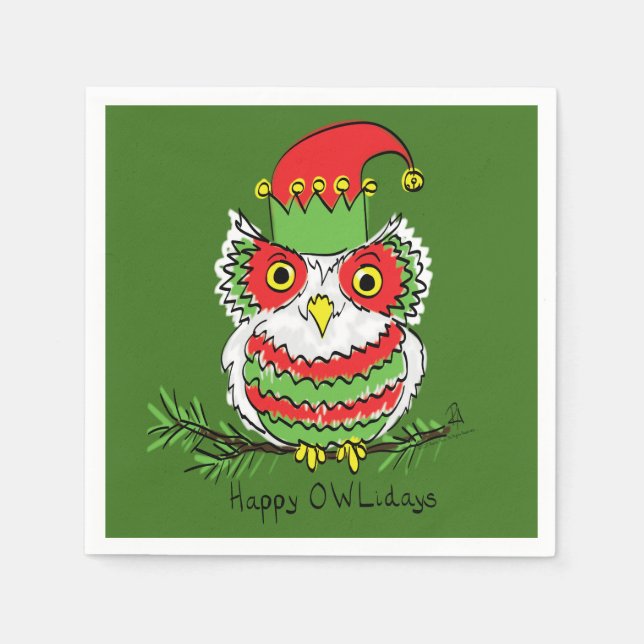 Owl Funny Christmas Niedlich Kids Serviette (Vorderseite)