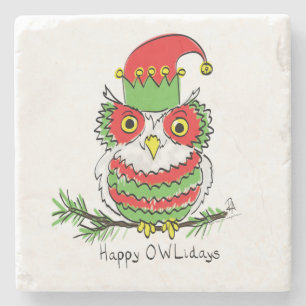 Owl Funny Christmas Niedlich Kids Steinuntersetzer