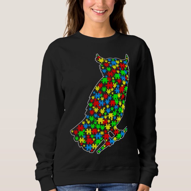 Owl Funny Puzzle Tiere Autismus Bewusstsein Sweatshirt (Vorderseite)