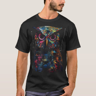 Owl Geometric Animal Lover - Farbenfrohe Vogelkuns T-Shirt