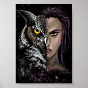 Owl Girl - Emotion Collection Poster - Malerei