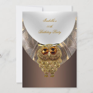 Owl Gold Coffee Elegante Geburtstagsparty Einladung