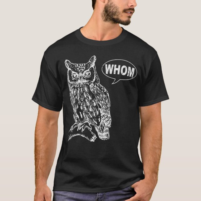 Owl Grammar Whom T-Shirt (Vorderseite)