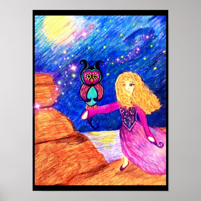 Owl Guardian Illustration von Carol Zeock Poster (Vorne)