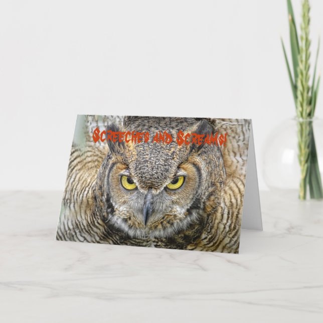 Owl Halloween Grußkarte Karte (Vorderseite)