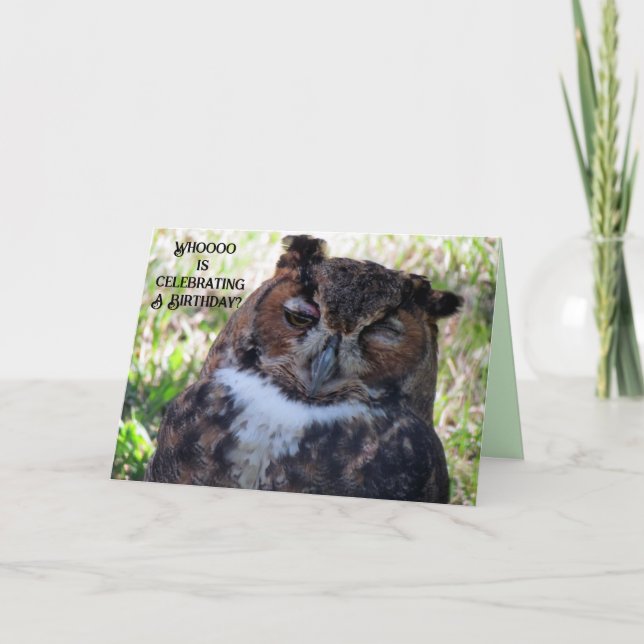 Owl Happy Birthday Card Karte (Vorderseite)