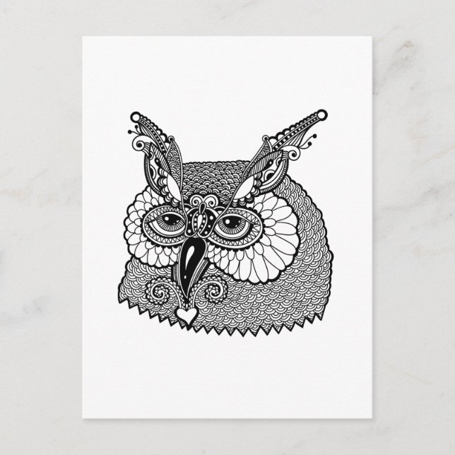 Owl Head Zendoodle Postkarte (Vorderseite)