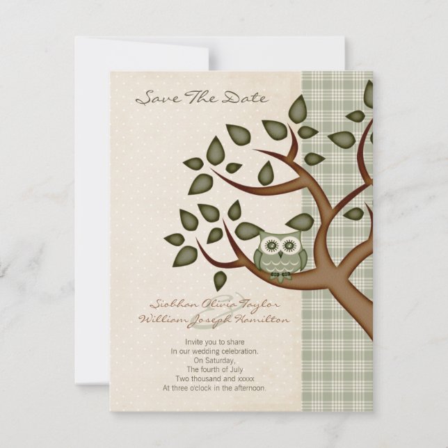 Owl Hochzeit Save The Date (Vorderseite)