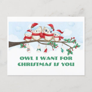 Owl I Gewollt Weihnachts Postkarte