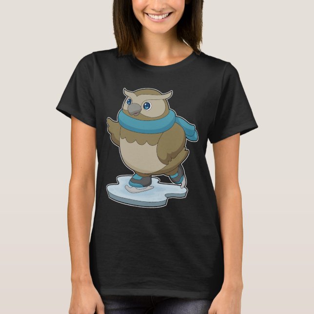 Owl Ice Skaten Ice Skate T-Shirt (Vorderseite)