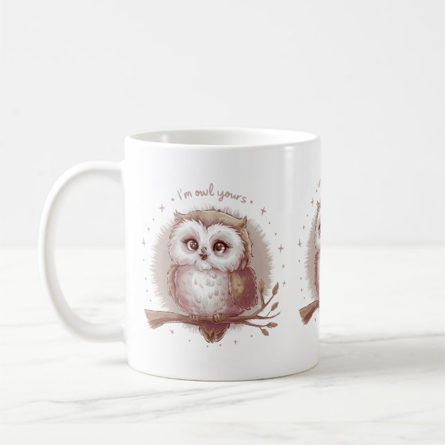 Owl Illustration Niedlich Whimsical Cotattecore Kaffeetasse (Links)