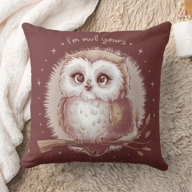 Owl Illustration Niedlich Whimsical Cotattecore Kissen (Decke)