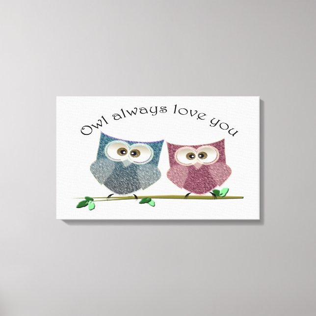 Owl immer Liebe dich, Niedliche Owls Leinwand Post (Vorderseite)