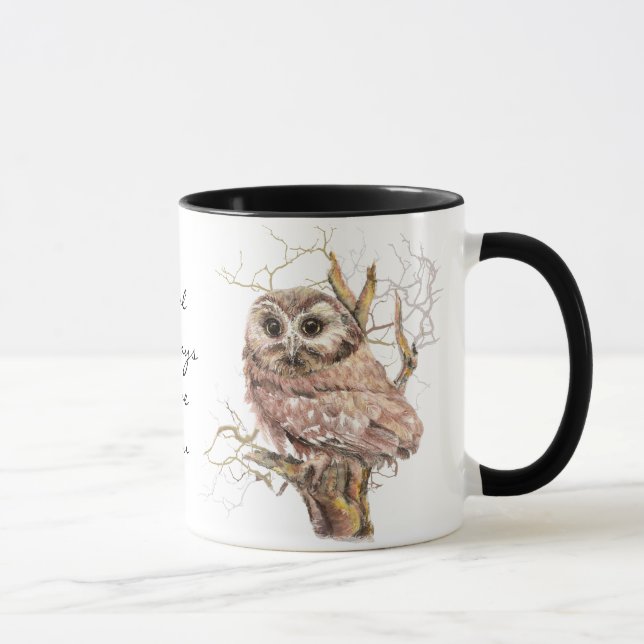 Owl Immer Liebe, Niedliches Baby Owl, Bird" Tasse (Rechts)