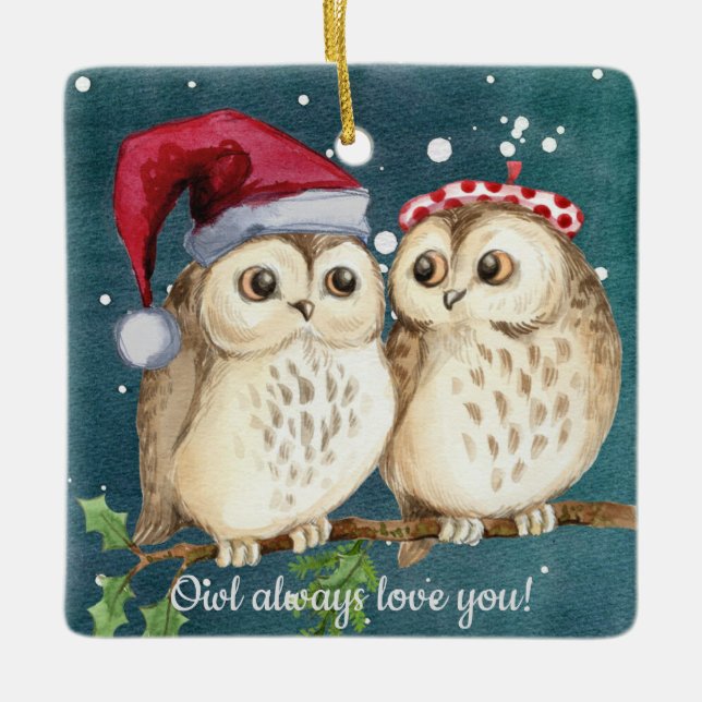 Owl Immer Liebe Weihnachtsschmuck (Vorderseite)