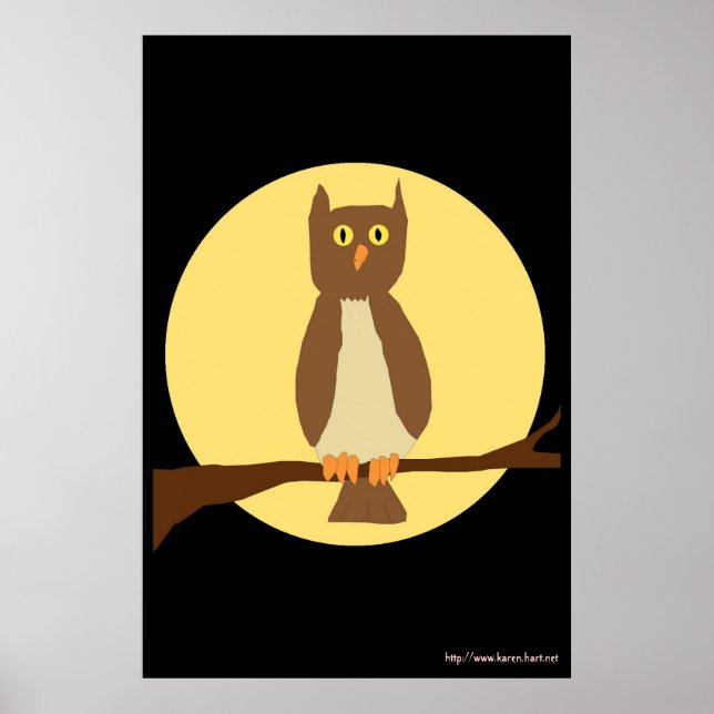 Owl in Mondposter Poster (Vorne)