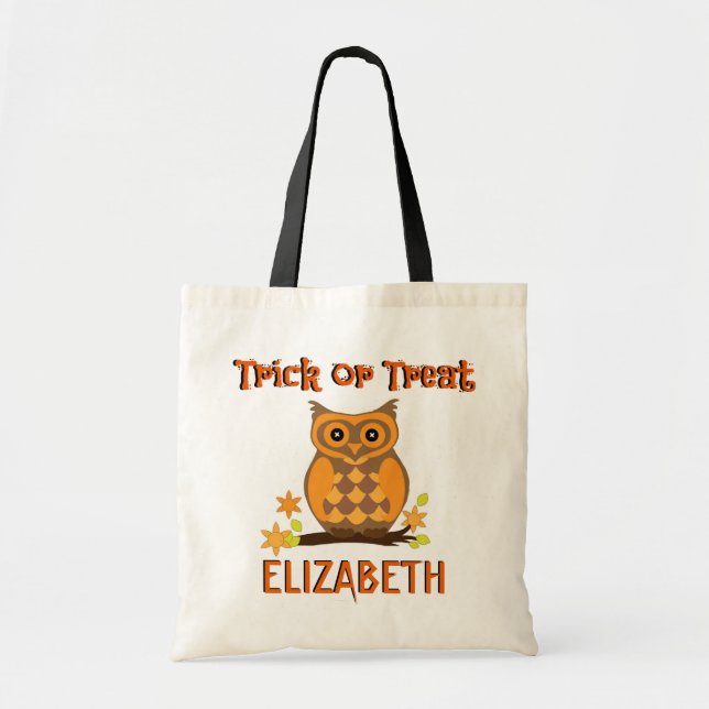 OWL Individuelle Name Trick oder Treat Bag Tragetasche (Vorne)