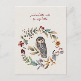 Owl Inside Floral Wreath Denken Sie an Sie Postkarte