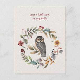 Owl Inside Floral Wreath Denken Sie an Sie Postkarte