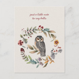 Owl Inside Floral Wreath Denken Sie an Sie Postkarte