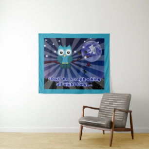 "Owl ist die ganze Nacht lang umher" Wandteppich