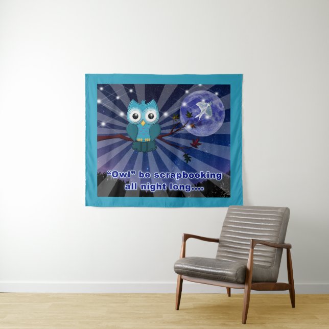 "Owl ist die ganze Nacht lang umher" Wandteppich (Beispiel (Horizontal))