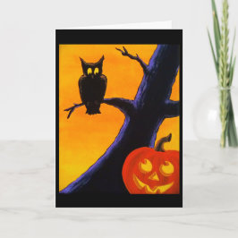 Owl & Jack O' Lantern Halloween Grußkarte Karte