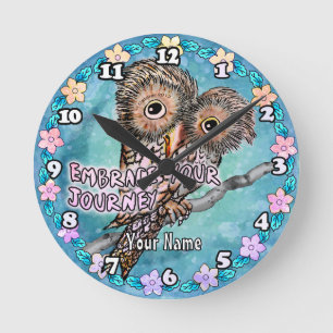 Owl Journey Runde Wanduhr