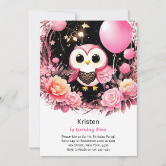 Owl Kids Girl zum Geburtstag Einladung