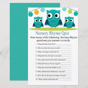 Owl Kinderzimmer Rhyme Quiz Kinderduschenspiel