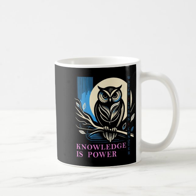 Owl - Knowledge Is Wer - Wisdom Owl Design  Kaffeetasse (Rechts)