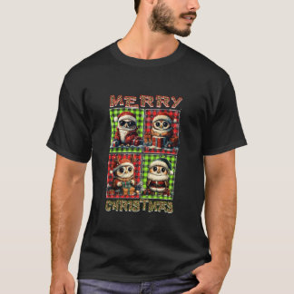 Owl Leopard Buffalo Karierte Tiere Lover Merry Chr T-Shirt
