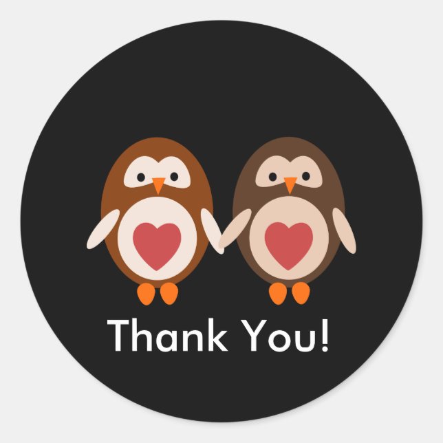 Owl Liebe danke Ihnen Aufkleber für Karte (Vorderseite)