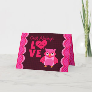 Owl Liebe dich immer! Valentinstag Grußkarte Feiertagskarte