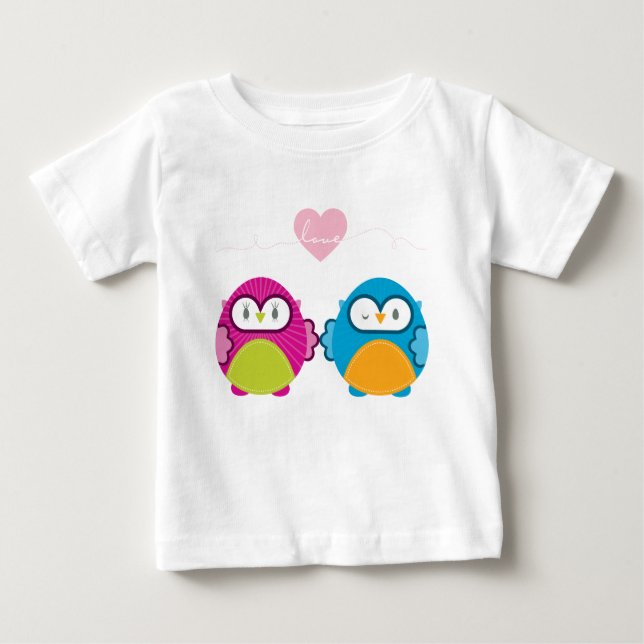 OWL LIEBE:: helles Mädchen + Junge Baby T-shirt (Vorderseite)