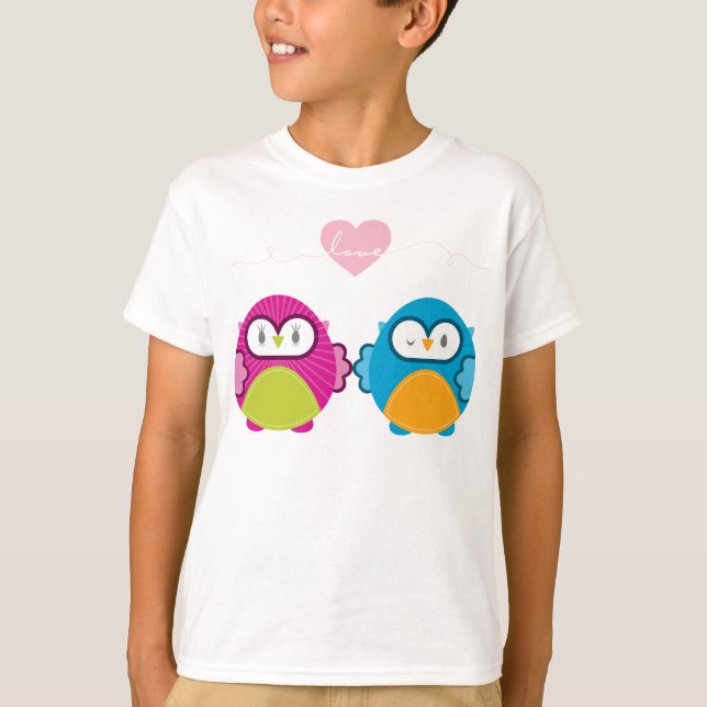 OWL LIEBE:: helles Mädchen + Junge T-Shirt (Vorderseite)