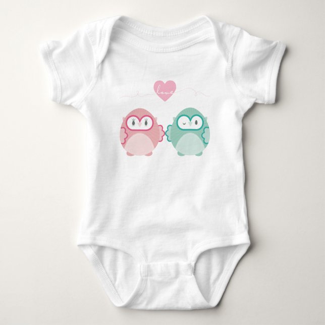 OWL LIEBE: Weichtes Mädchen + Junge Baby Strampler (Vorderseite)