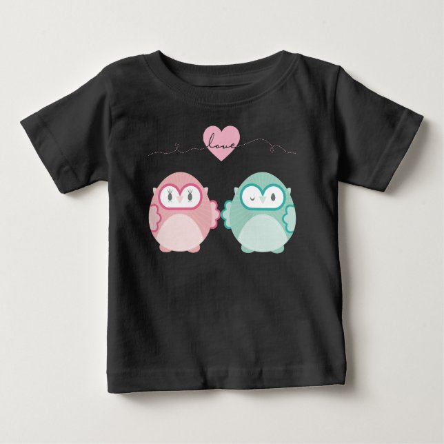 OWL LIEBE: Weichtes Mädchen + Junge Baby T-shirt (Vorderseite)
