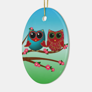 Owl liebt Ihr-Oval-Ornament Keramikornament