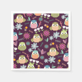 Owl Lila Napkins Serviette