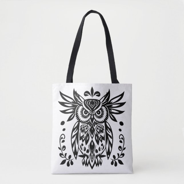 Owl Lovers Rustic Woodlands Black White Bohemian (Vorderseite)