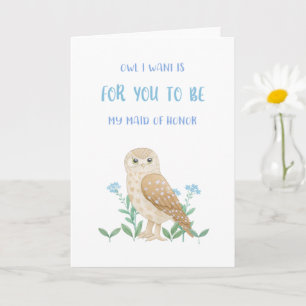 Owl Maid of Honor Vorschlag Card Karte